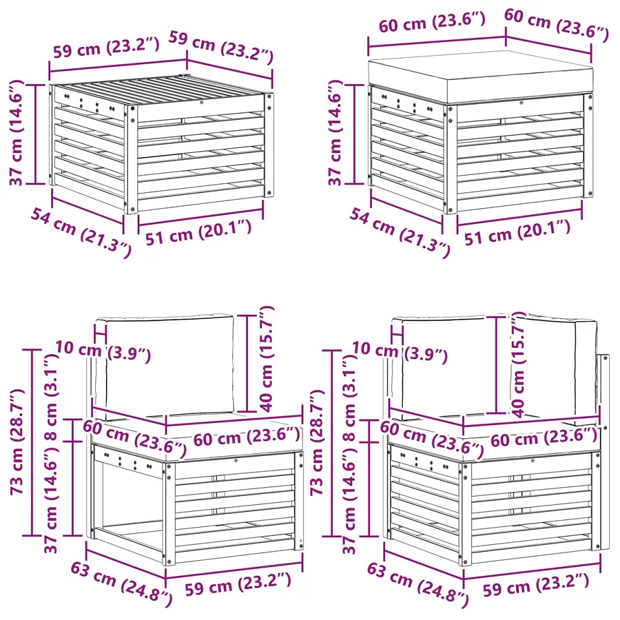 Ensemble de canapés d'extérieur 8 pcs Naturel et Crème - 13