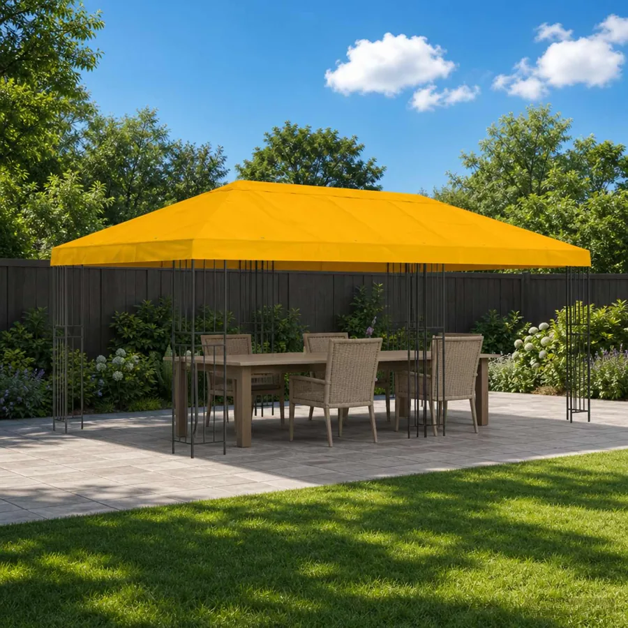 Housse de canopée de gazebo 6 x 3 m Jaune Polyester 190