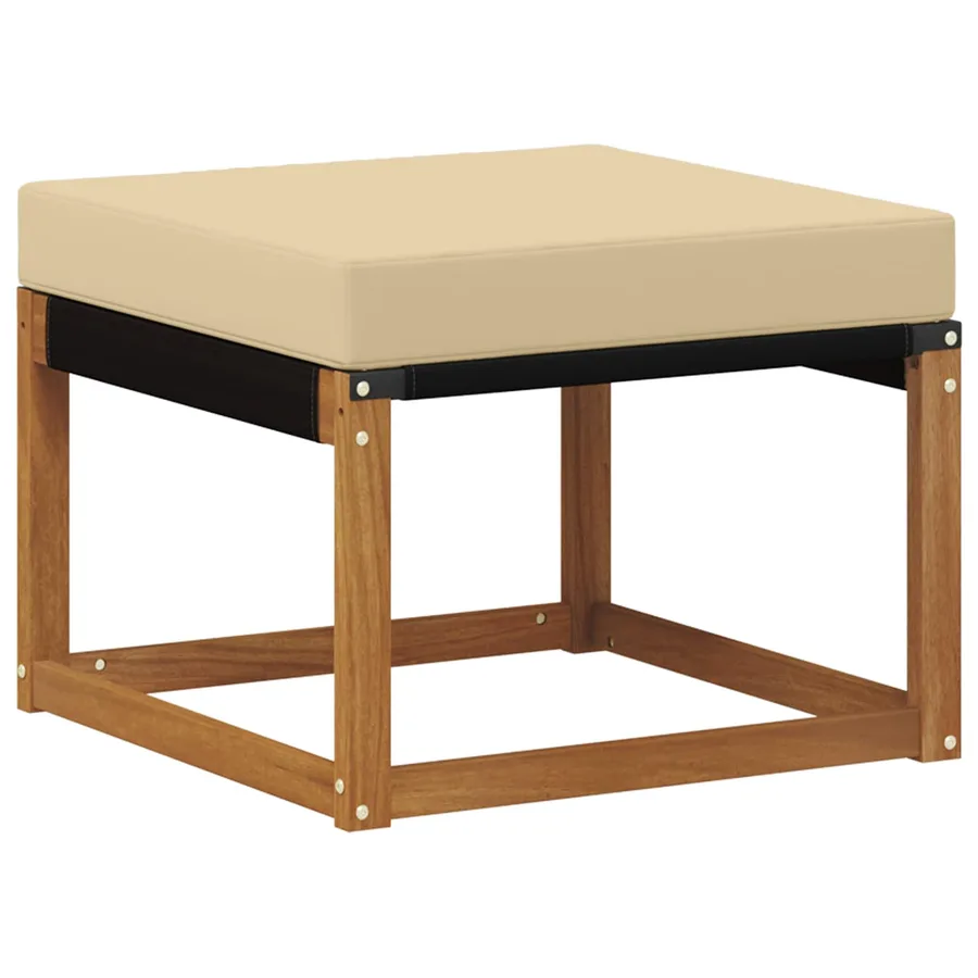 Pouf d'Extérieur Bois d'acacia massif et tissu Textilène - 2