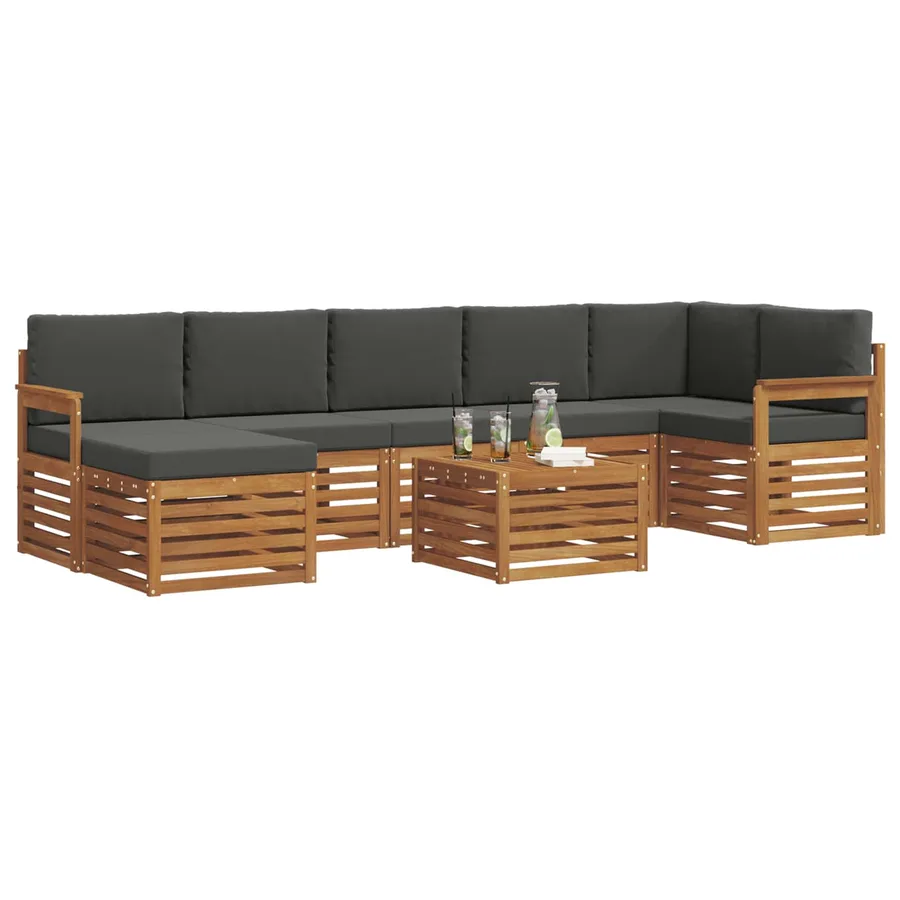 Ensemble de canapés d'extérieur 8 pcs Naturel et Anthracite - 3