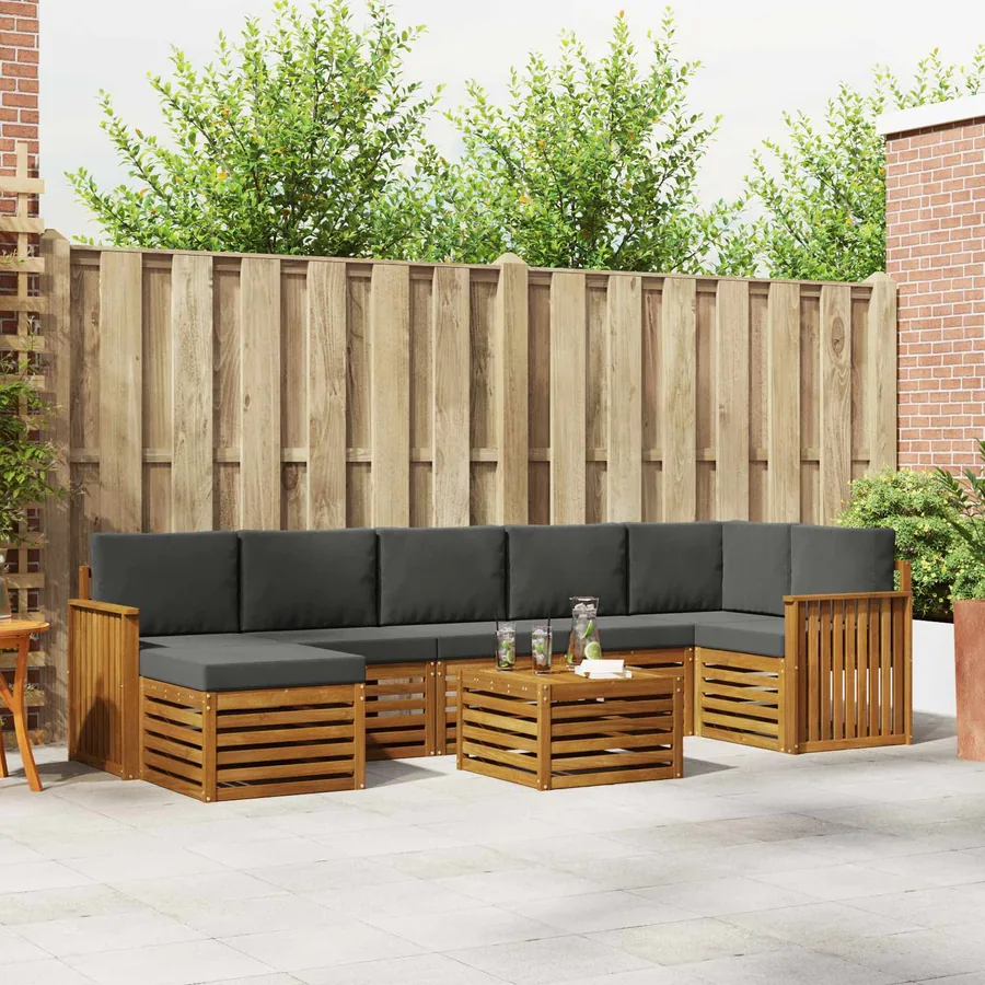 Ensemble de canapés d'extérieur 8 pcs Naturel et Anthracite