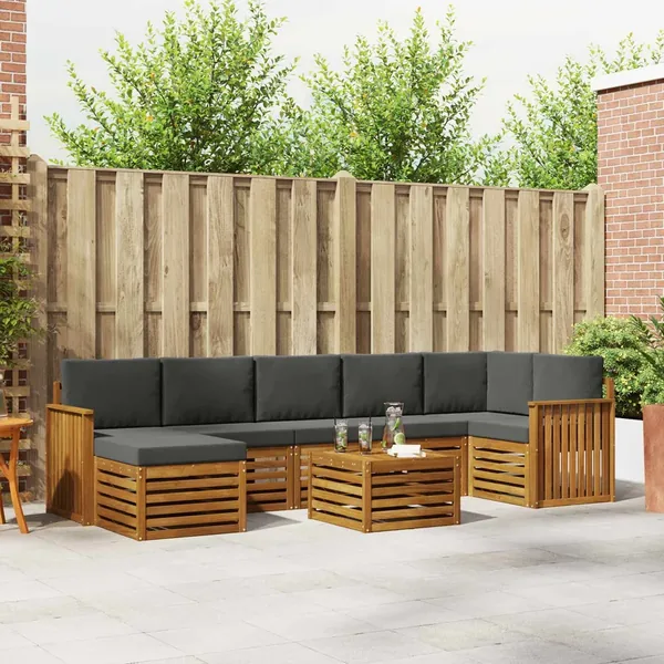 Ensemble de canapés d'extérieur 8 pcs Naturel et Anthracite
