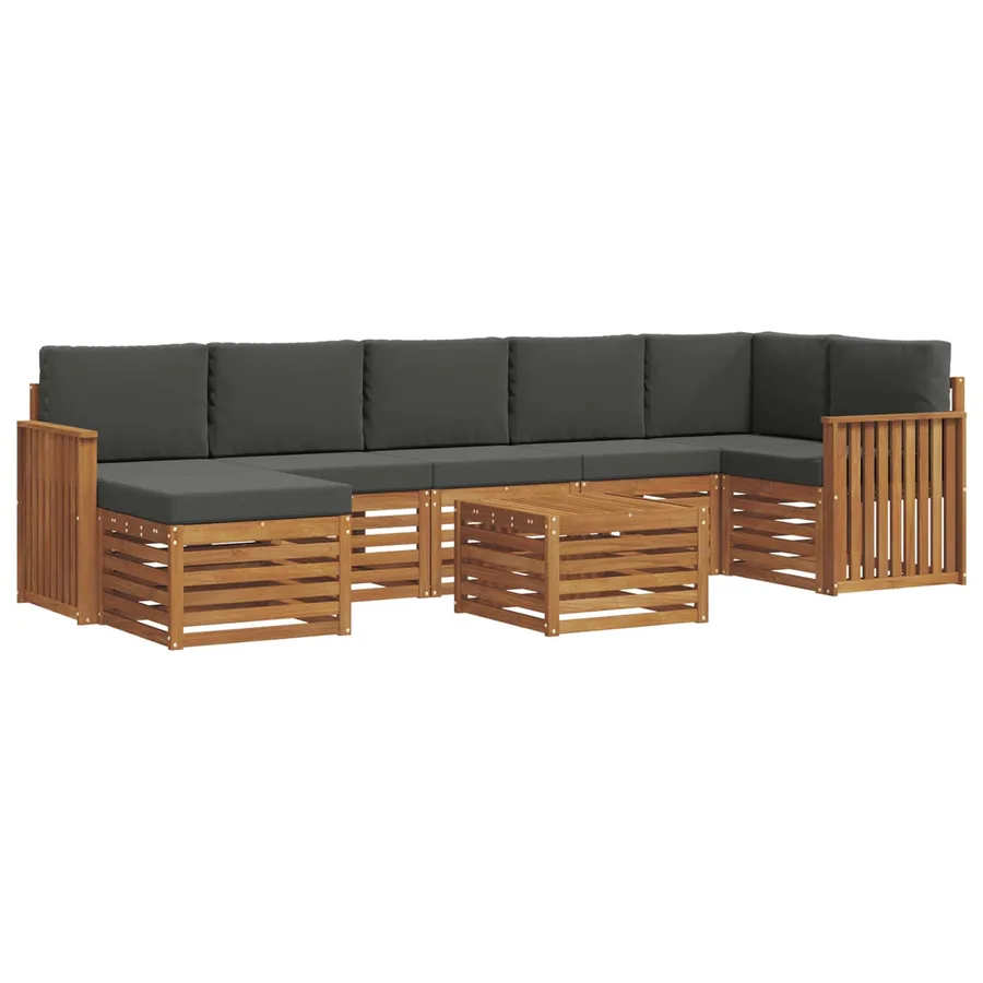 Ensemble de canapés d'extérieur 8 pcs Naturel et Anthracite - 2