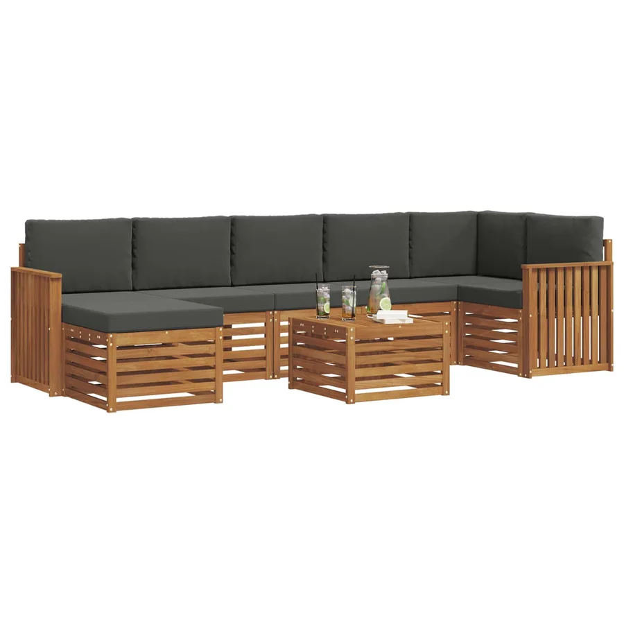 Ensemble de canapés d'extérieur 8 pcs Naturel et Anthracite - 3