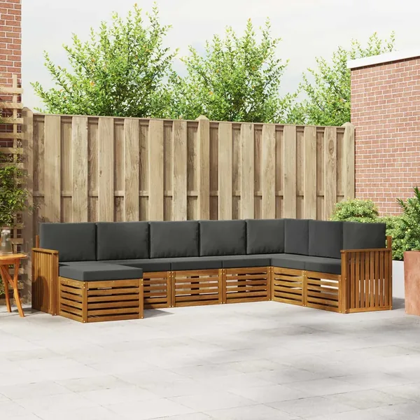 Ensemble de canapés d'extérieur 8 pcs Naturel et Anthracite