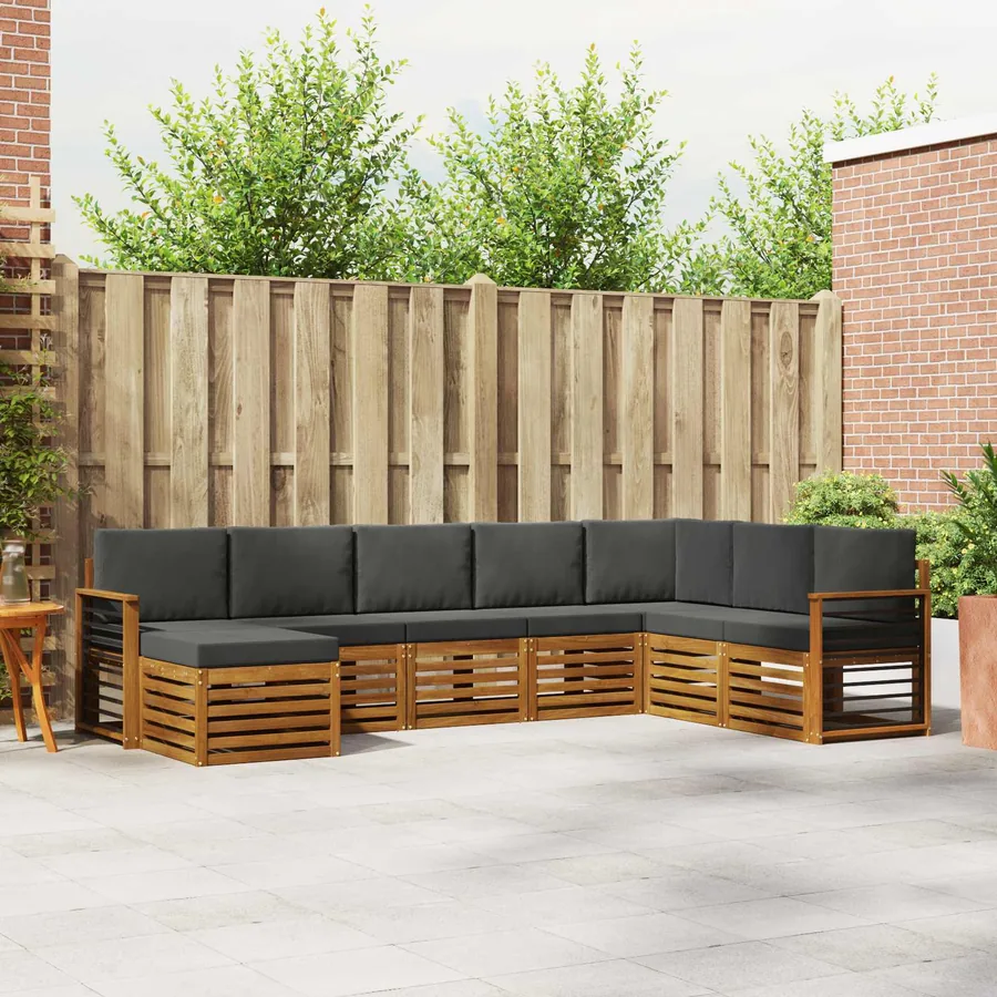 Ensemble de canapés d'extérieur 8 pcs Naturel et Anthracite