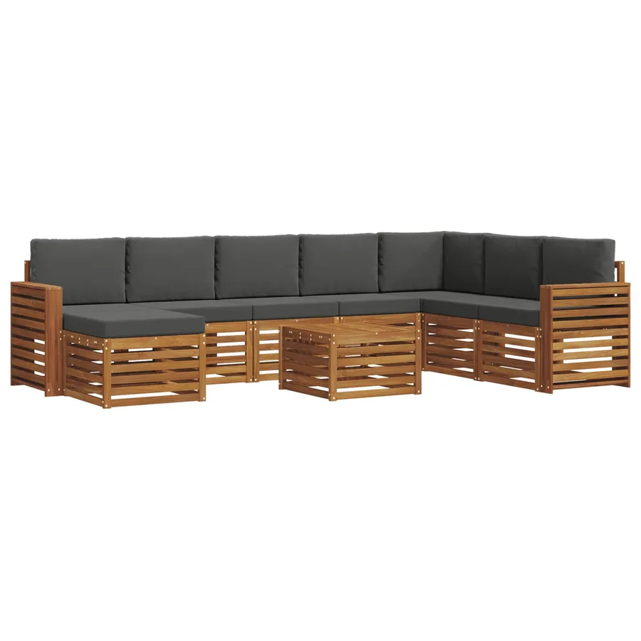 Ensemble de canapés d'extérieur 9 pcs Naturel et Anthracite - 2