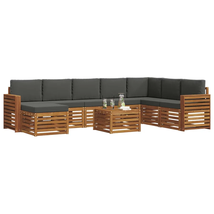 Ensemble de canapés d'extérieur 9 pcs Naturel et Anthracite - 3