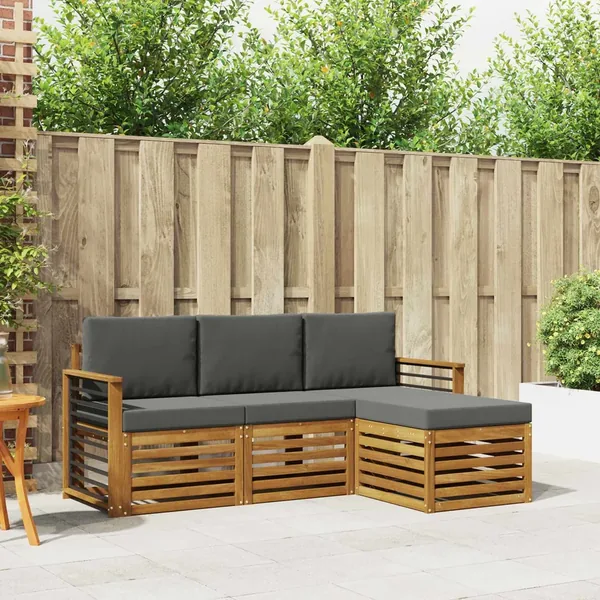 Ensemble de canapés d'extérieur 4 pcs Naturel et Anthracite