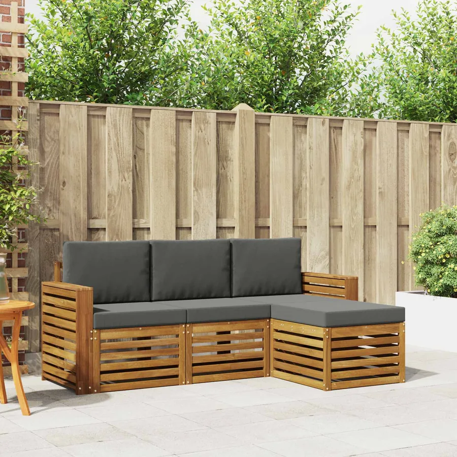 Ensemble de canapés d'extérieur 4 pcs Naturel et Anthracite