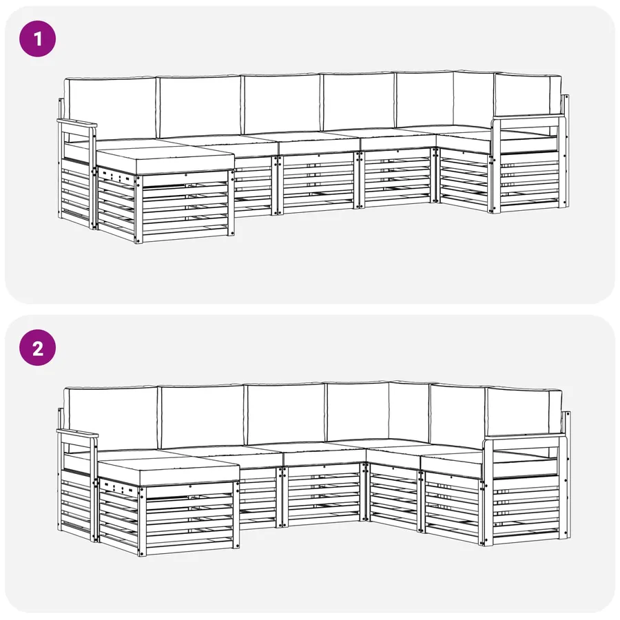 Ensemble de canapé d'angle 7 pcs Naturel et Anthracite - 7