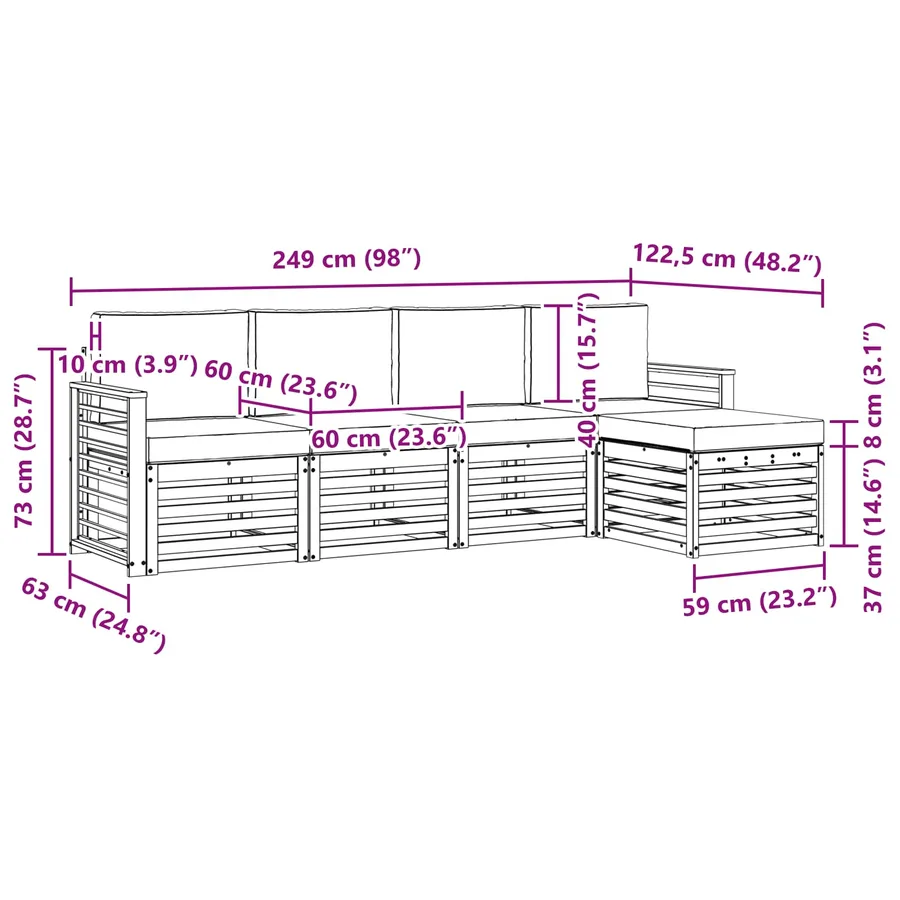 Ensemble de canapés d'extérieur 5 pcs Naturel et Anthracite - 8