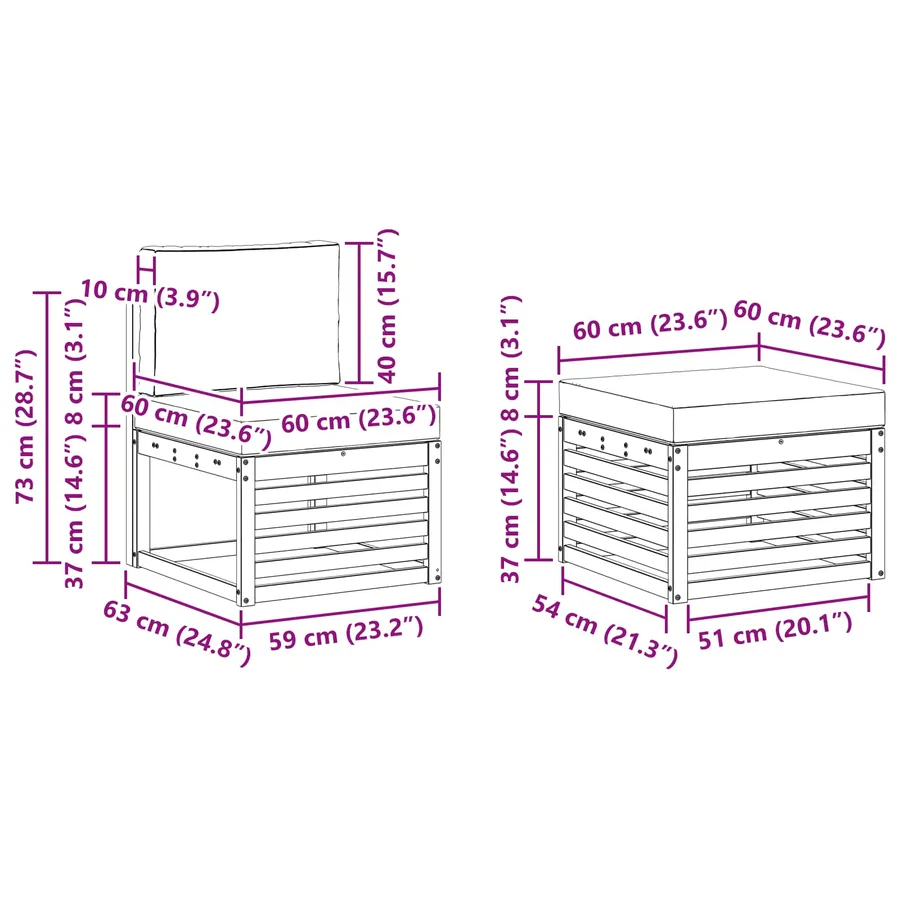 Ensemble de canapés d'extérieur 5 pcs Naturel et Anthracite - 9