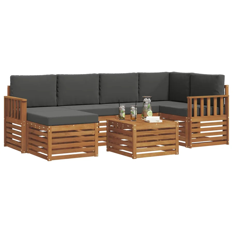 Ensemble de canapé d'angle 7 pcs Naturel et Anthracite - 3