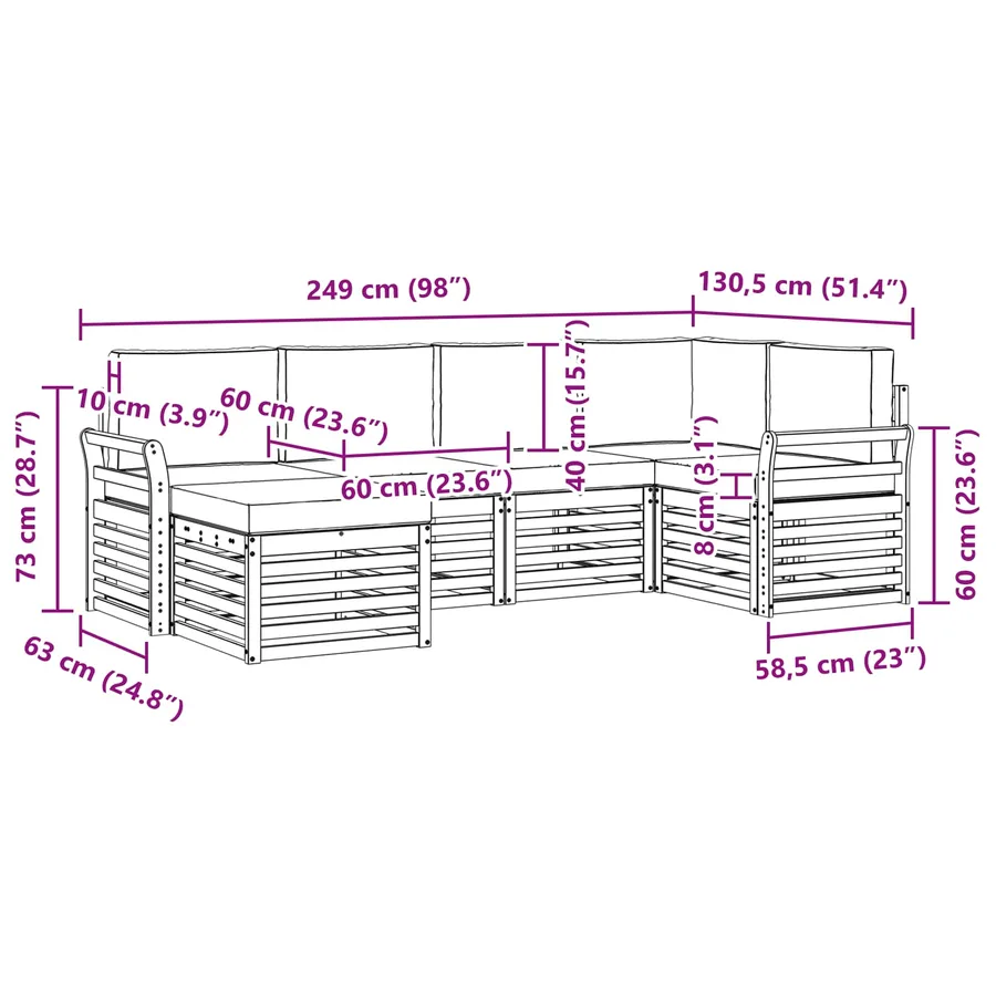 Ensemble de canapé d'angle 6 pcs Naturel et Anthracite - 9