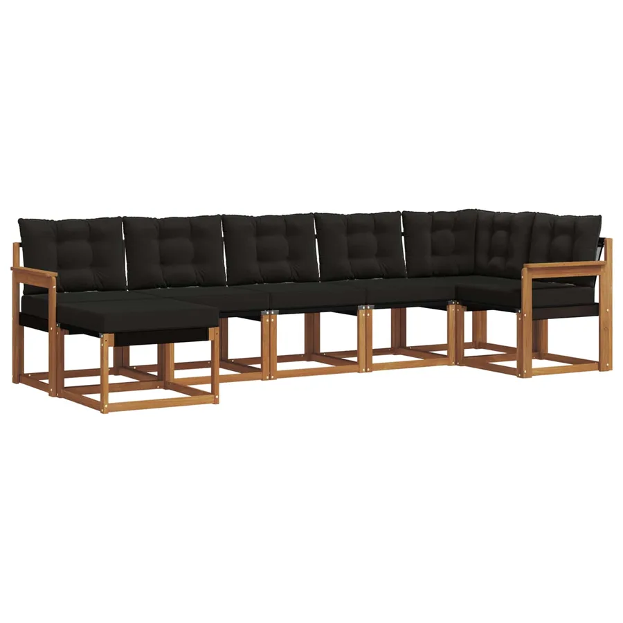 Ensemble de canapés d'extérieur 7 pcs Naturel et Noir - 2