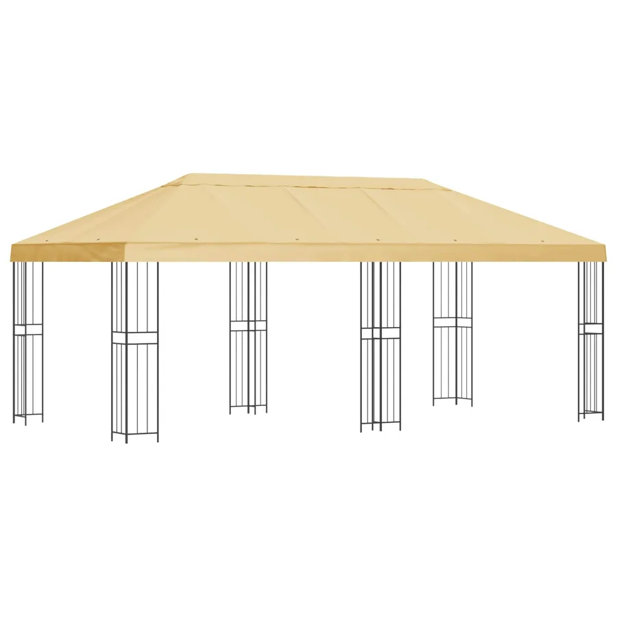 Gazebo avec murs latéraux 6 x 3 m Crème Polyester et Acier 190 - 2