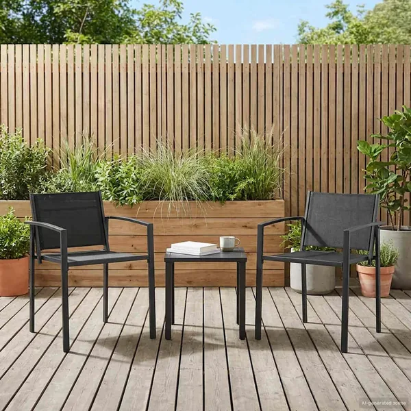 Chaises de jardin 2 pcs Noir et anthracite 53,5 x 59 x 77 cm