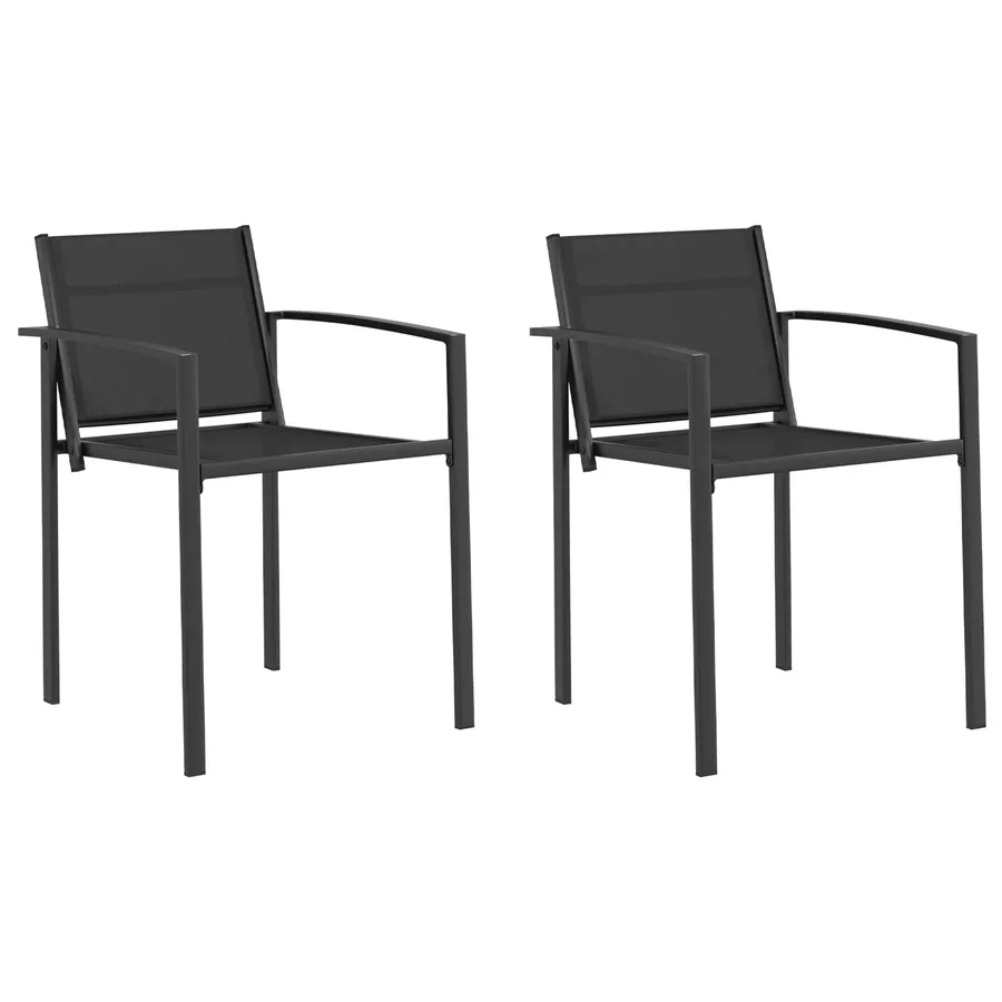 Chaises de jardin 2 pcs Noir et anthracite 53,5 x 59 x 77 cm - 2