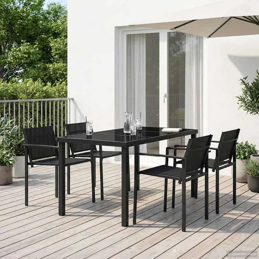 Ensemble de meubles d'extérieur 5 pcs Noir et anthracite