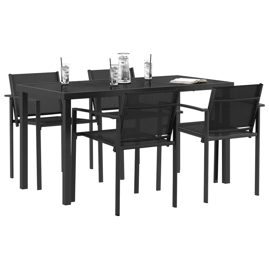Ensemble de meubles d'extérieur 5 pcs Noir et anthracite - 3