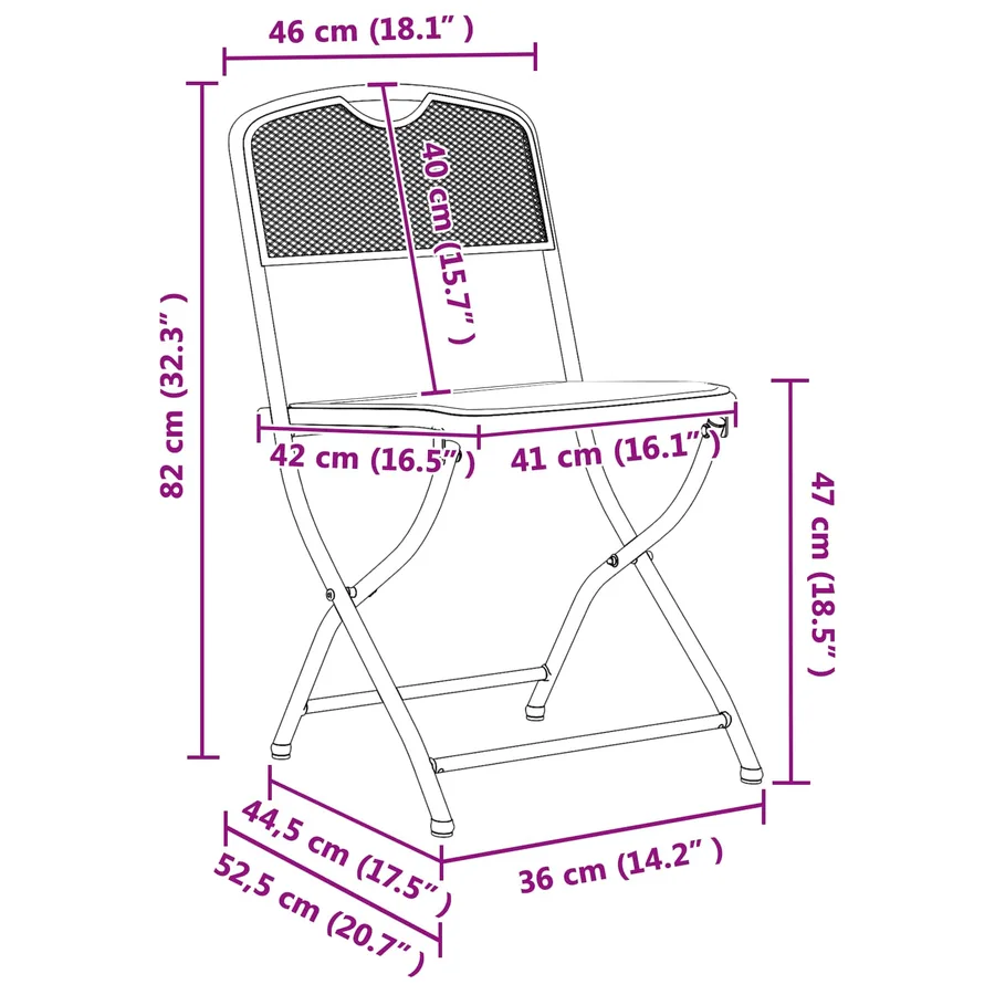 Chaises de jardin 2 pcs Anthracite 52,5 x 46 x 82 cm Fer - 6