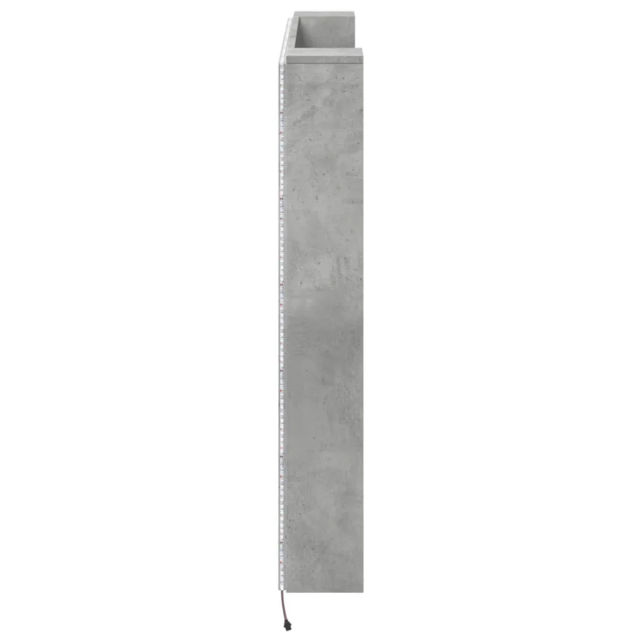 Cabinet de Tête de Lit avec LED Béton 140 x 16,5 x 103,5 cm - 6