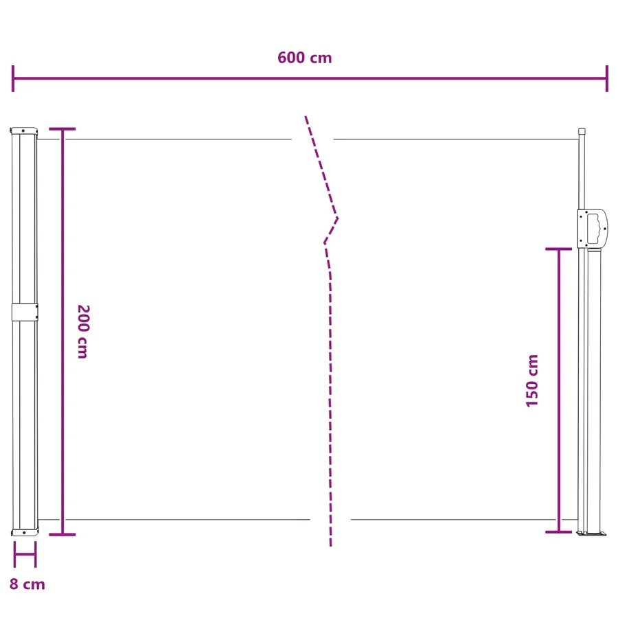 Store latéral rétractable Sable 600 x 200 cm Polyester - 8