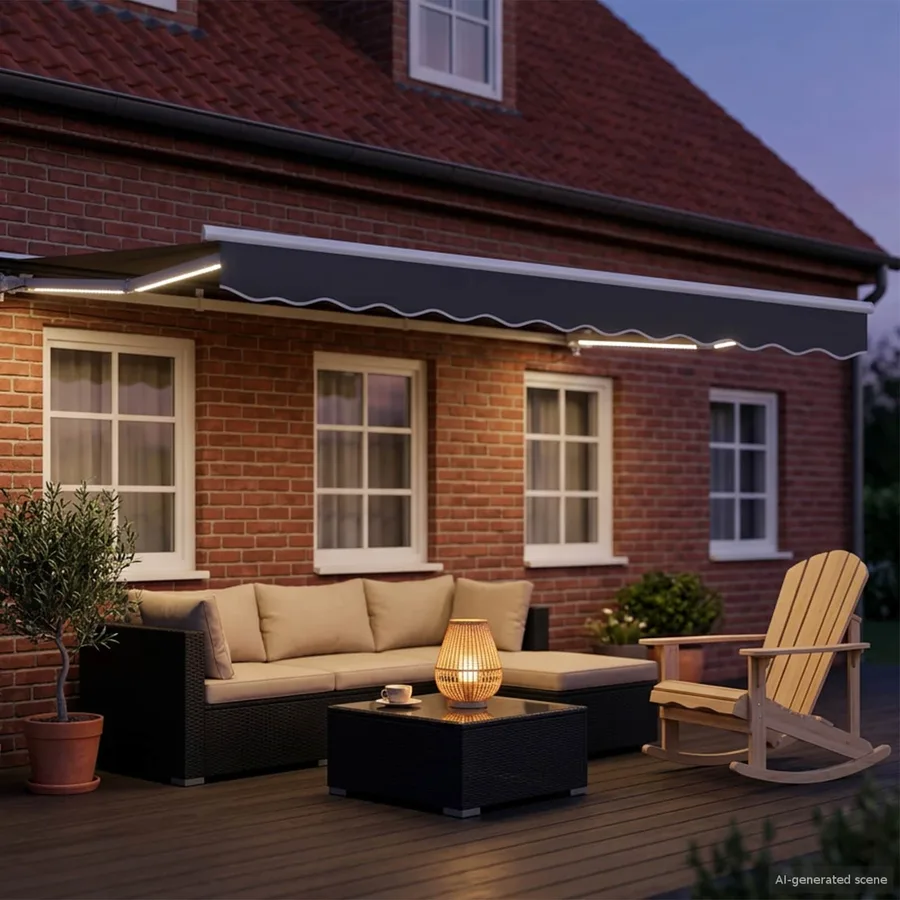 Cadre de store manuel avec LEDs 3,5 x 2,5 m - 3