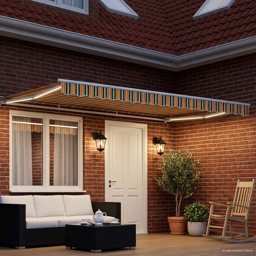 Cadre de store manuel avec LEDs Vert, Jaune, Blanc 4,5 × 3 m - 3