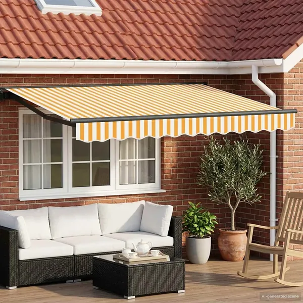 Auvent rétractable électrique Jaune et blanc 2,5 x 2 m
