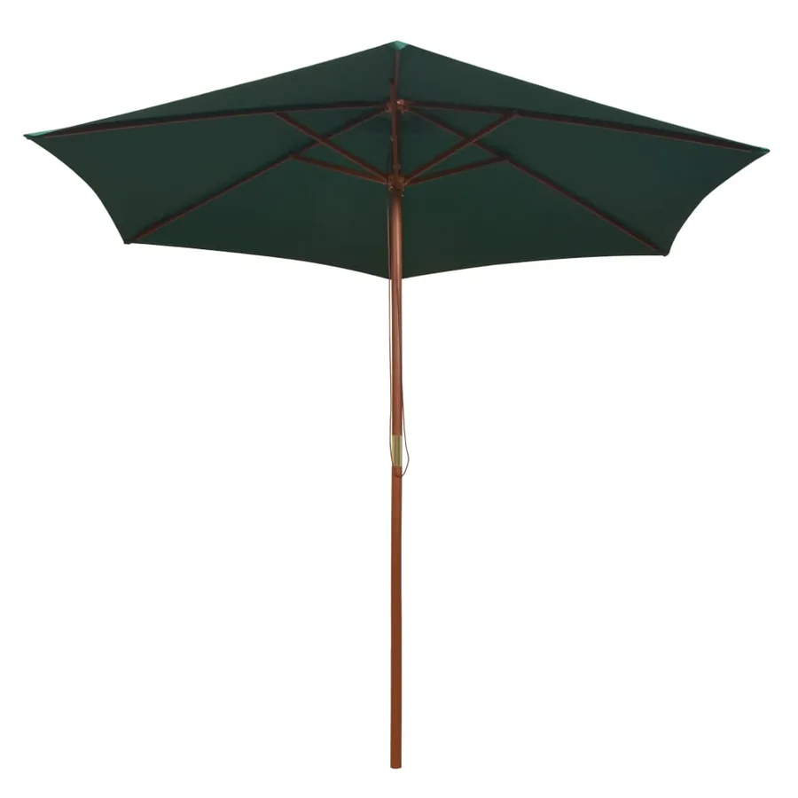 Parasol avec poteau en bois 270 x 270 cm Vert - 2