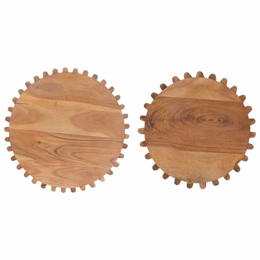 Ensemble de Tables de Chevet Artisanales 2 pcs Marron Teck - 7