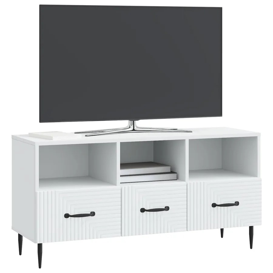 Meuble TV Blanc 102 x 34,5 x 50 cm Bois d'ingénierie - 3