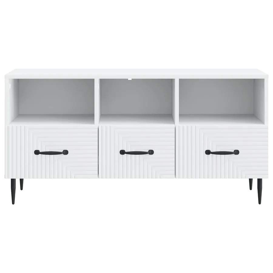 Meuble TV Blanc 102 x 34,5 x 50 cm Bois d'ingénierie - 6