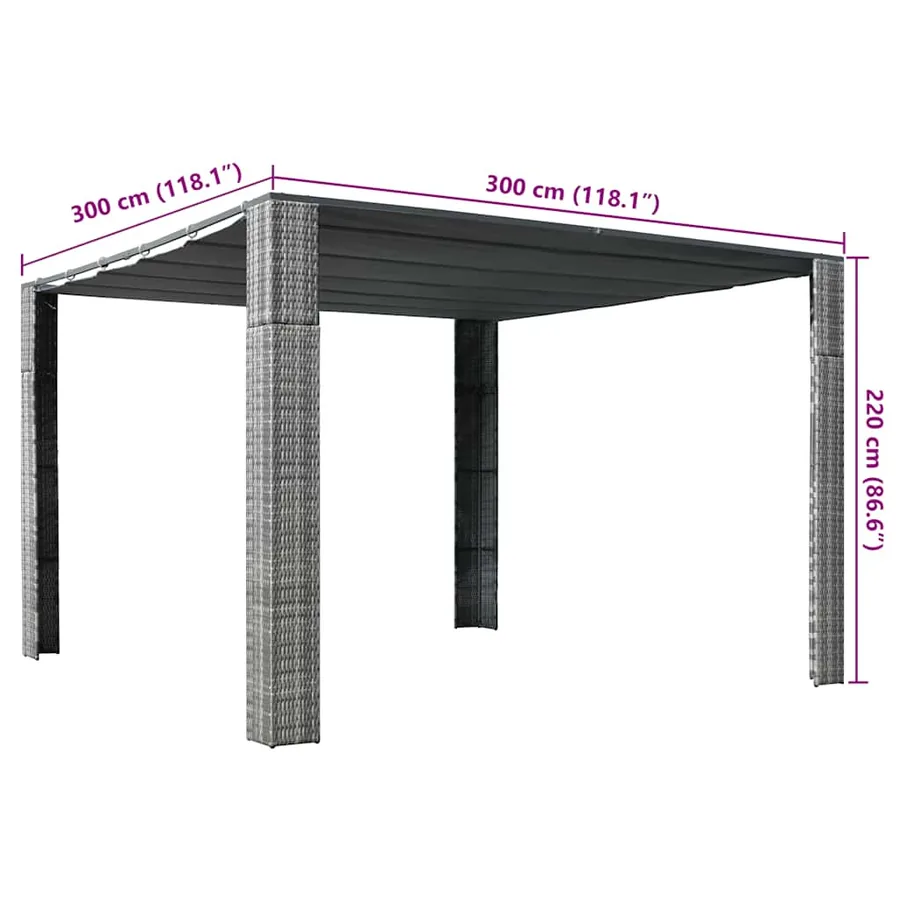 Tonnelle et toit Résine tressée 300x300x220cm Gris / anthracite - 4