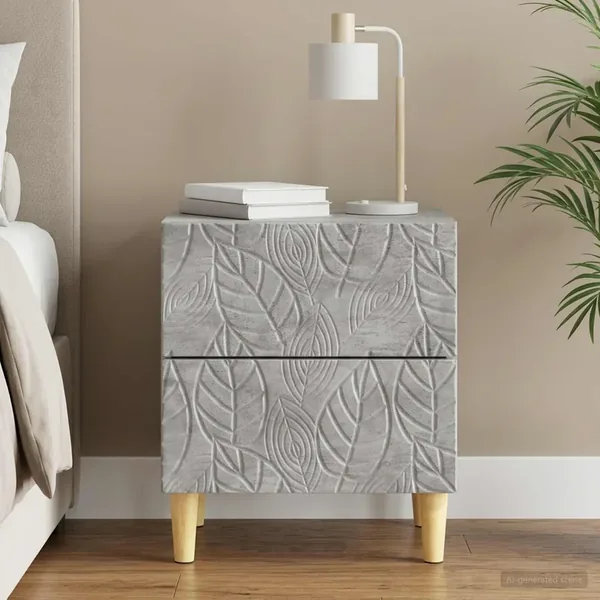 Table de chevet Gris béton 43 x 34,5 x 48 cm Bois d'ingénierie
