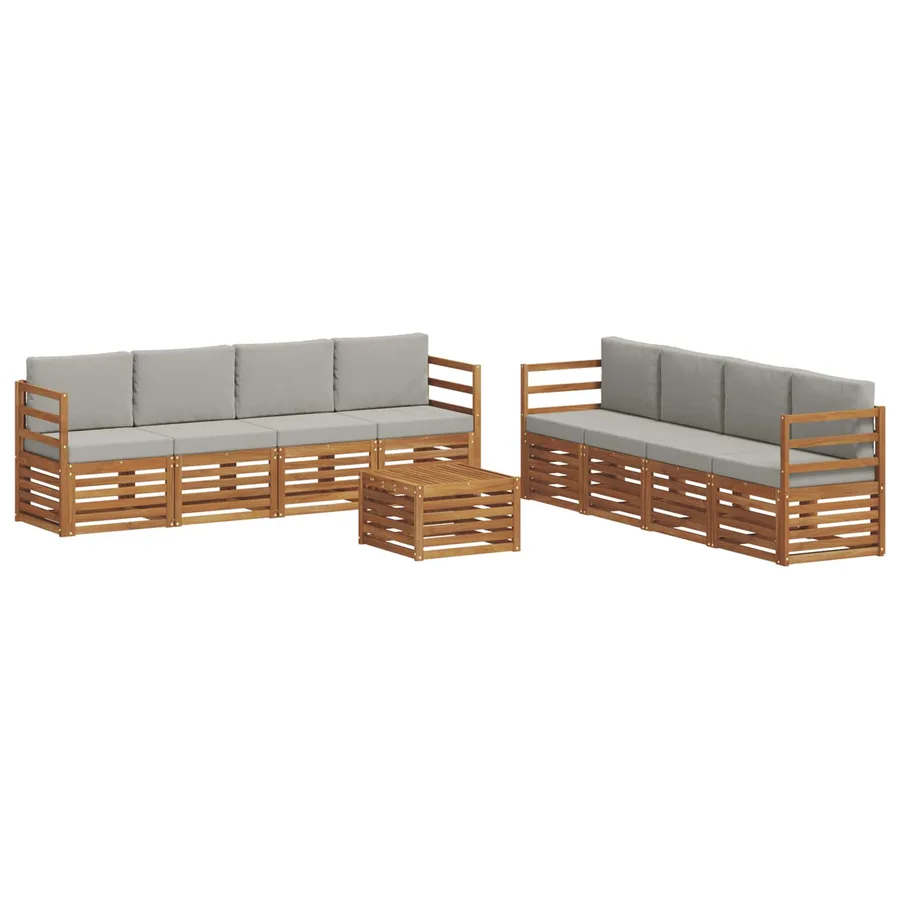 Ensembles de canapés avec coussin 9 pcs Gris Naturel et Clair - 2