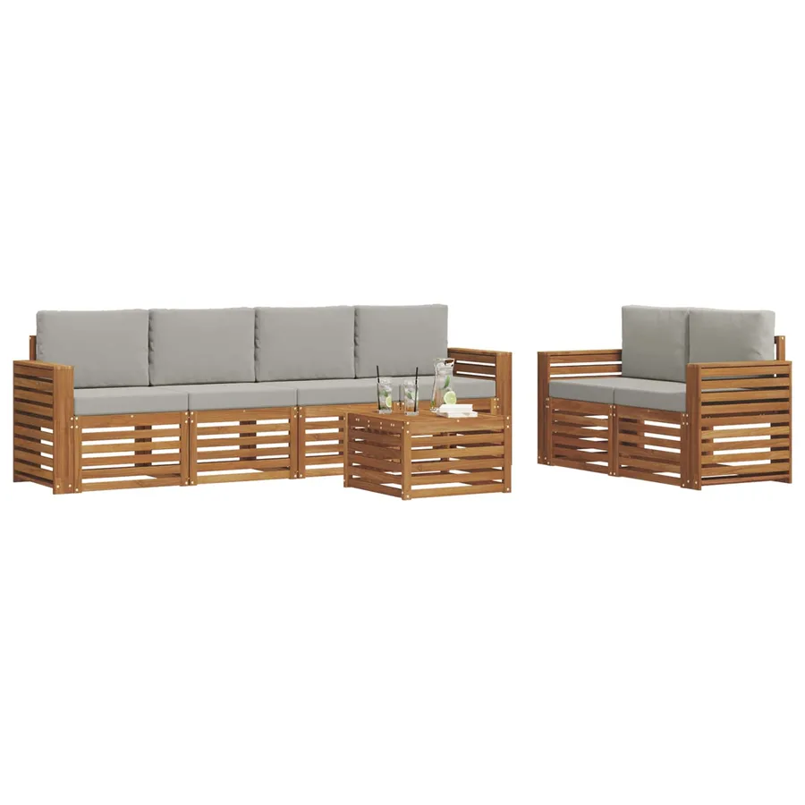 Ensemble de canapés d'extérieur 7 pcs Gris Naturel et Clair - 3