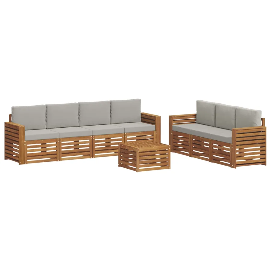 Ensembles de canapés avec coussin 8 pcs Gris Naturel et Clair - 2