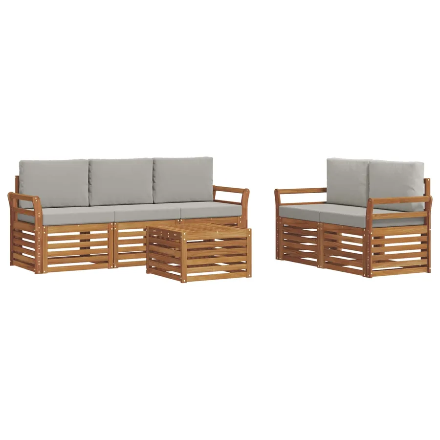 Ensembles de canapés avec coussin 6 pcs Gris Naturel et Clair - 2