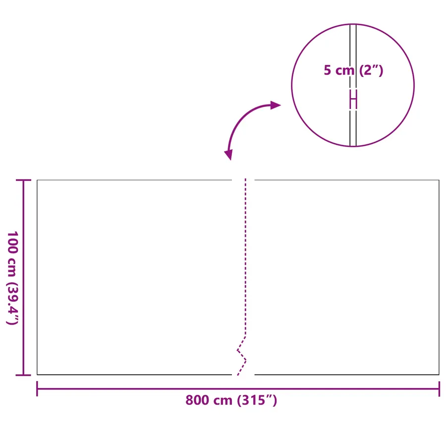 Gazon artificiel Vert 1 x 8 m / 50 mm PP & PE - 8