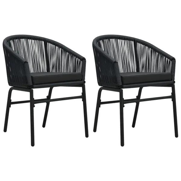 Garden chairs set of 2 Black PE Rattan