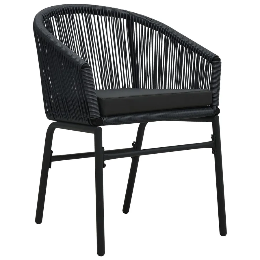 Chaises de jardin lot de 2 Noir Rotin PE - 2