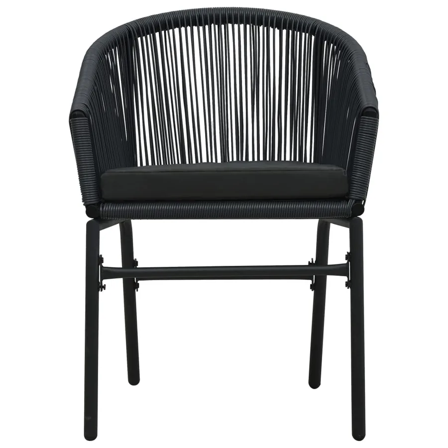 Garden chairs set of 2 Black PE Rattan - 3
