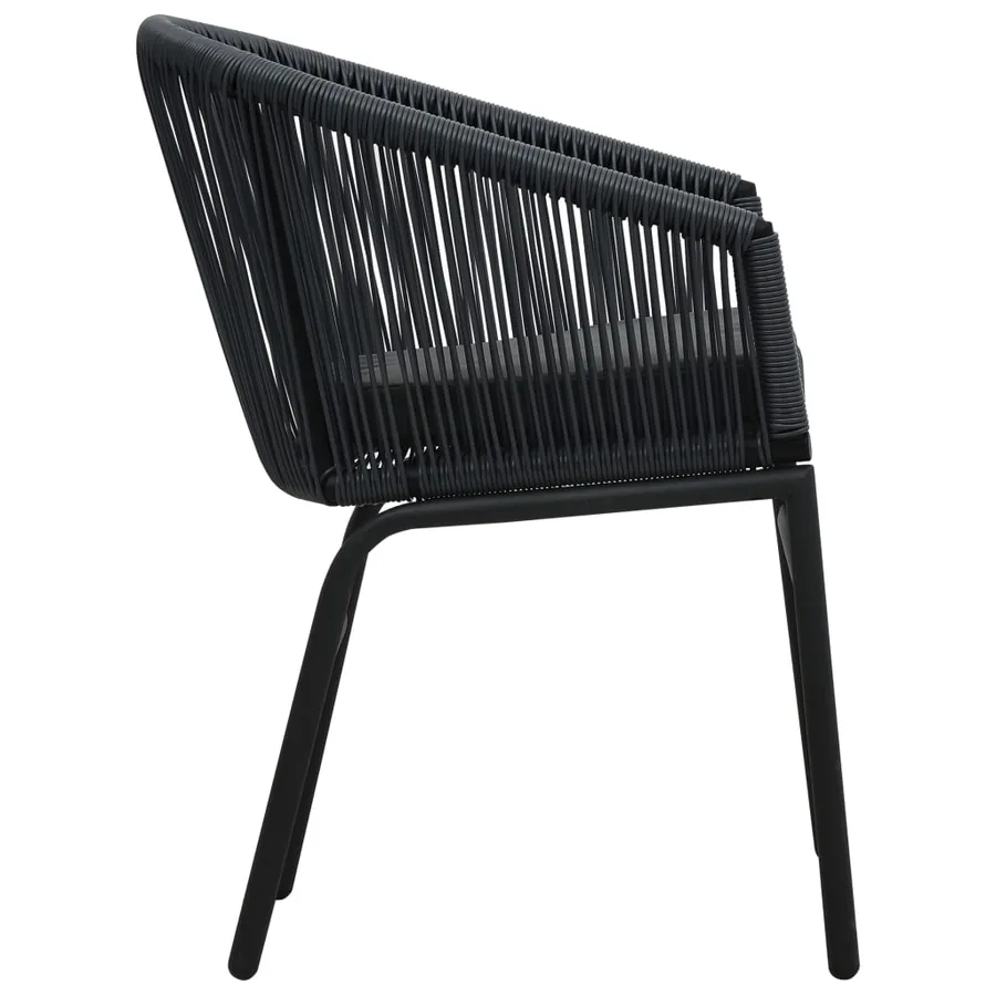 Chaises de jardin lot de 2 Noir Rotin PE - 4
