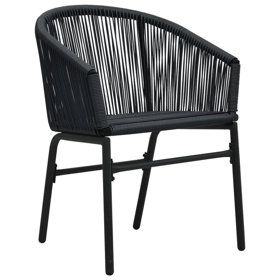 Garden chairs set of 2 Black PE Rattan - 6