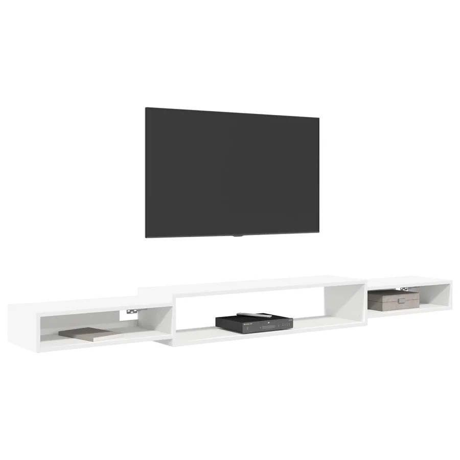 Meuble TV mural Montage mural Blanc 220 x 28 x 21 cm - 3