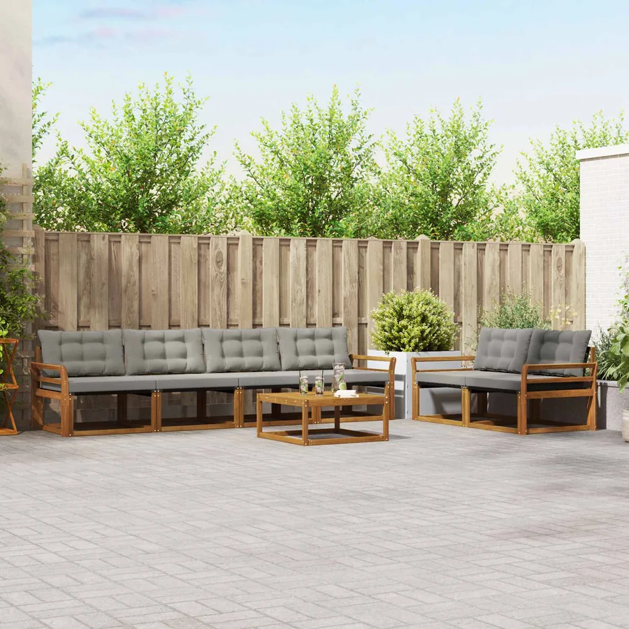 Ensemble de canapés d'extérieur 7 pcs Gris Naturel et Clair