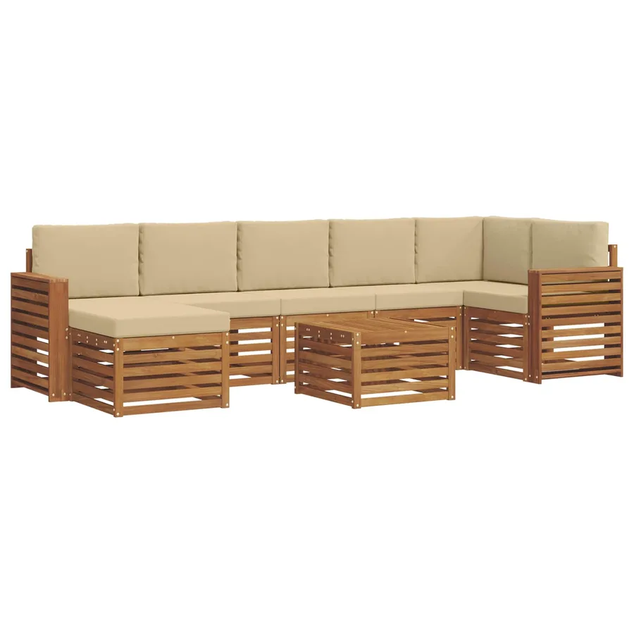 Ensemble de canapés d'extérieur 8 pcs Naturel et Beige - 2